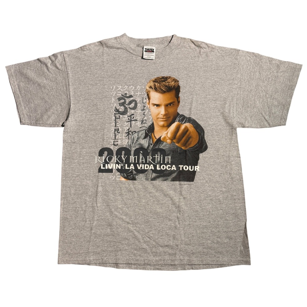 Vintage‎ Ricky Martin 2000 Livin La Vida Loca Tour T-Shirt XL Gray Tultex Pop
